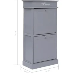 vidaXL - Schoenenkast - Grijs - Hout