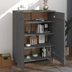 vidaXL - Schoenenkast - Grijs - Grenenhout