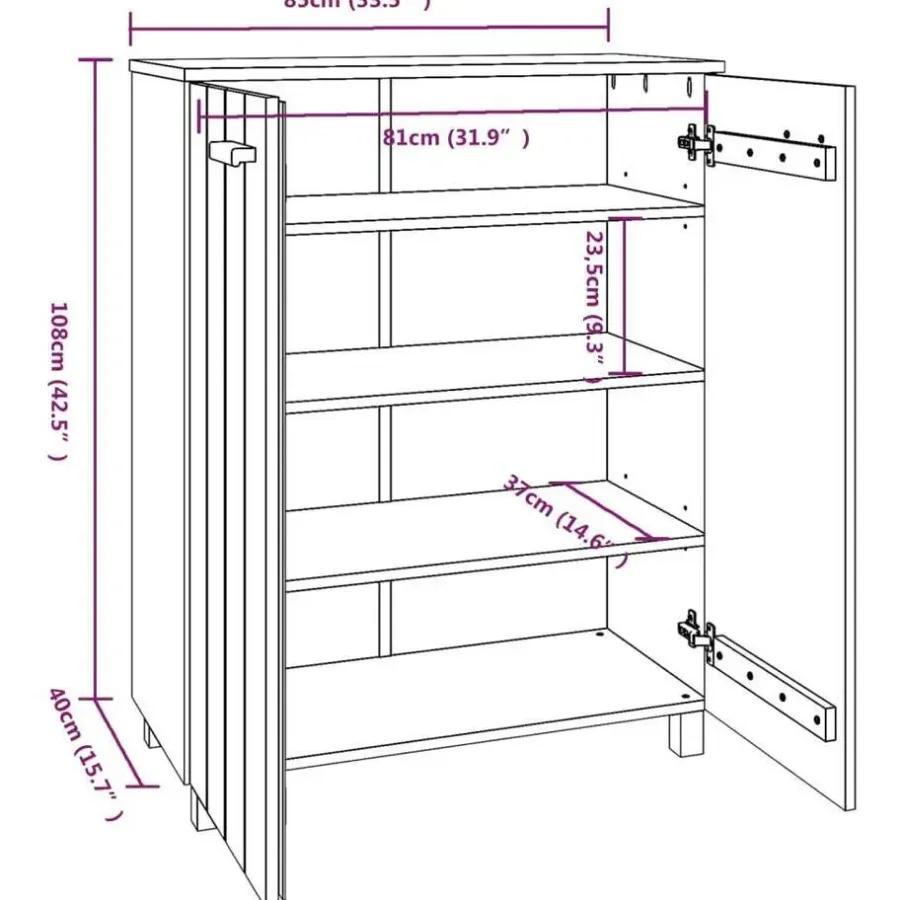 vidaXL - Schoenenkast - Grijs - Grenenhout