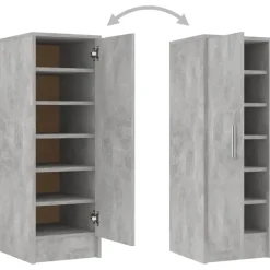Schoenenkasten-vidaXL - Schoenenkast - Grijs - Bewerkt hout - 31.5 x 35 x 92 cm