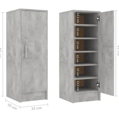 Schoenenkasten-vidaXL - Schoenenkast - Grijs - Bewerkt hout - 31.5 x 35 x 92 cm