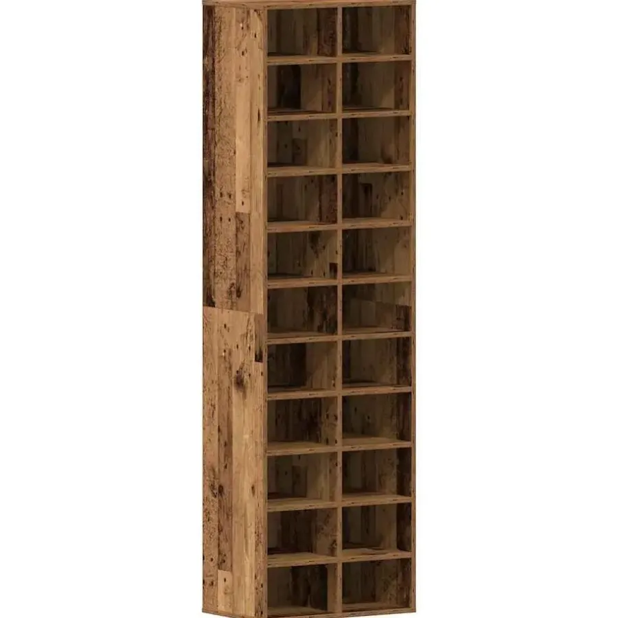 Schoenenkasten-vidaXL - Schoenenkast - Oud hout - Bewerkt hout - 22 paar - 54x34x183 cm