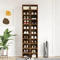 Schoenenkasten-vidaXL - Schoenenkast - Oud hout - Bewerkt hout - 22 paar - 54x34x183 cm