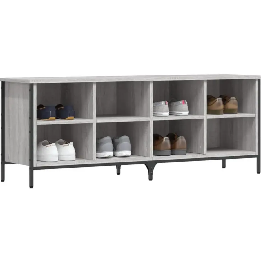 Schoenenkasten-vidaXL - Schoenenkast 8 paar met 8 vakken - Grijs sonoma eiken - 131x35x50 cm