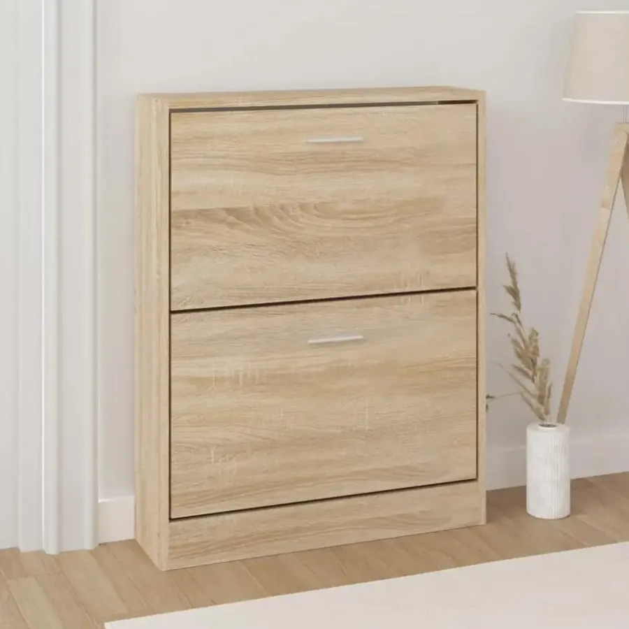vidaXL - Schoenenkast 4 paar met 2 kleppen - Hout eiken - Hout - 59x17x81 cm