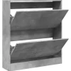 vidaXL - Schoenenkast 6 paar met 2 kleppen - Betongrijs - Hout - 80x21x87.5 cm