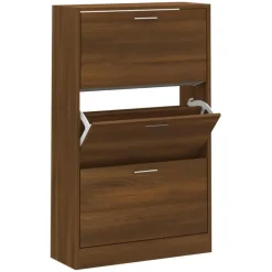 Schoenenkasten-vidaXL - Schoenenkast 6 paar met 3 kleppen - Bruin eiken - Hout - 63x24x103 cm