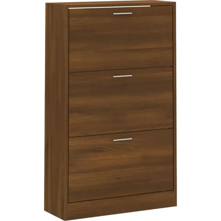 Schoenenkasten-vidaXL - Schoenenkast 6 paar met 3 kleppen - Bruin eiken - Hout - 63x24x103 cm