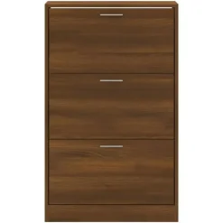 Schoenenkasten-vidaXL - Schoenenkast 6 paar met 3 kleppen - Bruin eiken - Hout - 63x24x103 cm