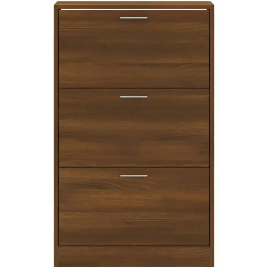 Schoenenkasten-vidaXL - Schoenenkast 6 paar met 3 kleppen - Bruin eiken - Hout - 63x24x103 cm