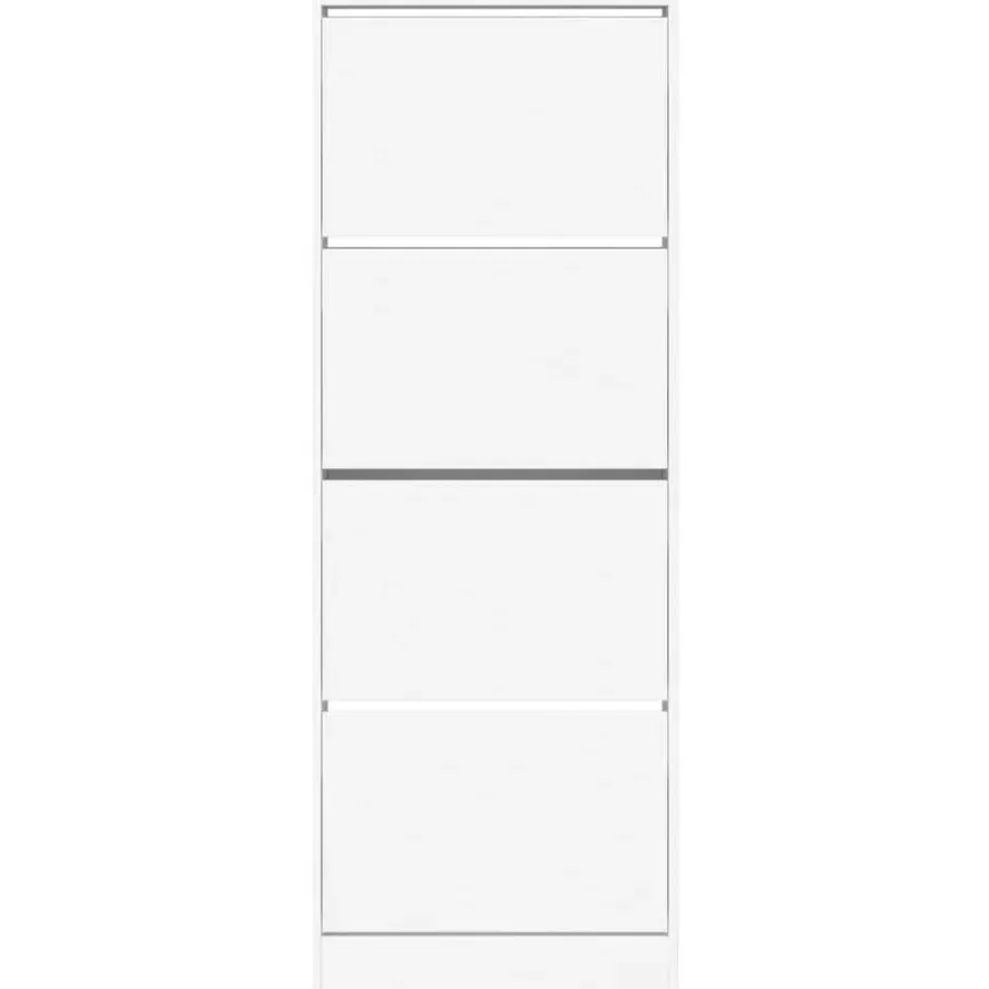 Schoenenkasten-vidaXL - Schoenenkast 8 paar met 4 kleppen - Wit - Bewerkt hout - 60x21x163.5 cm