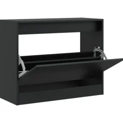vidaXL - Schoenenkast 3 paar met 1 klep - Zwart - Bewerkt hout - 80x34x63 cm