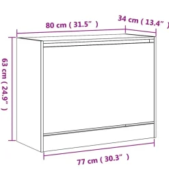 vidaXL - Schoenenkast 3 paar met 1 klep - Zwart - Bewerkt hout - 80x34x63 cm