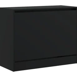 vidaXL - Schoenenkast 3 paar met 1 klep - Zwart - Bewerkt hout - 80x34x63 cm