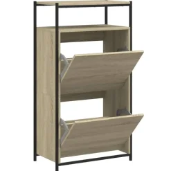 vidaXL - Schoenenkast 6 paar met 2 kleppen - Sonoma eiken - Hout - 60x34x112 cm