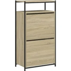 vidaXL - Schoenenkast 6 paar met 2 kleppen - Sonoma eiken - Hout - 60x34x112 cm