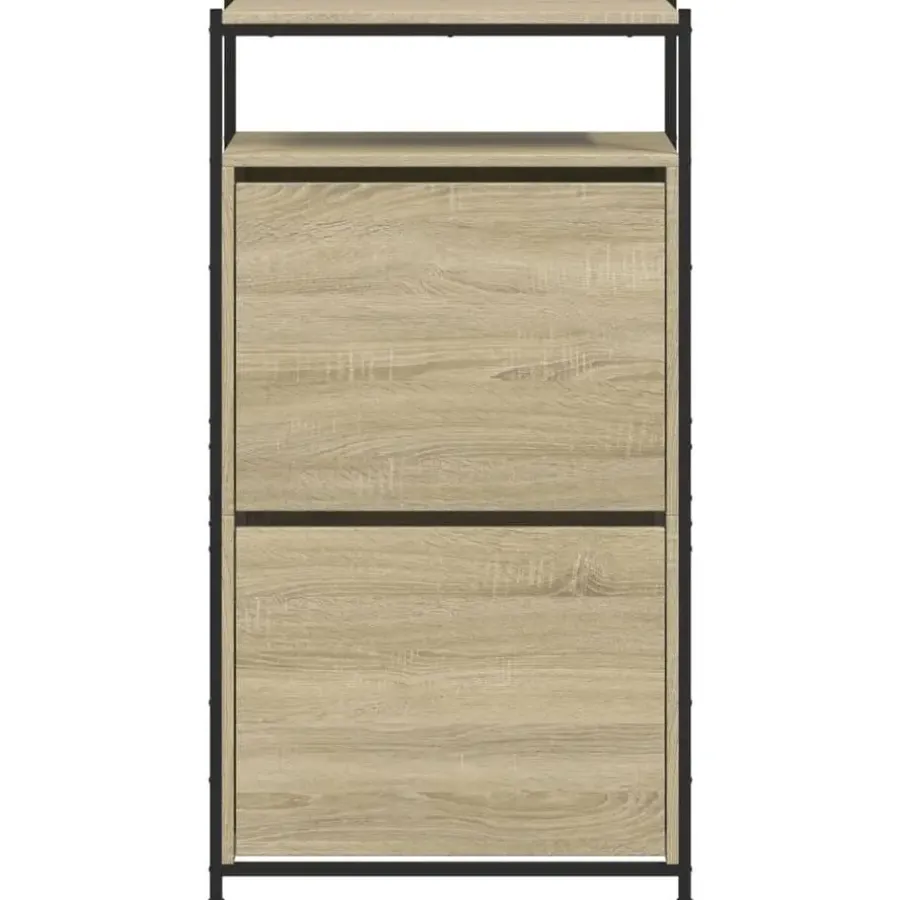 vidaXL - Schoenenkast 6 paar met 2 kleppen - Sonoma eiken - Hout - 60x34x112 cm