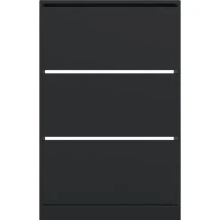 Schoenenkasten-vidaXL - Schoenenkast 9 paar met 3 kleppen - Zwart - Hout - 80x21x125.5 cm