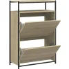 Schoenenkasten-vidaXL - Schoenenkast 9 paar met 2 kleppen - Sonoma eiken - Hout - 75x34x112 cm