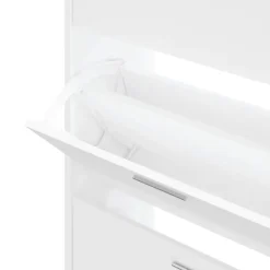 Schoenenkasten-vidaXL - Schoenenkast 6 paar met 3 kleppen - Wit - Bewerkt hout - 63x24x103 cm