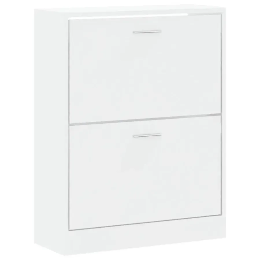 Schoenenkasten-vidaXL - Schoenenkast 4 paar met 2 kleppen - Hoogglans wit - Hout - 63x24x81 cm