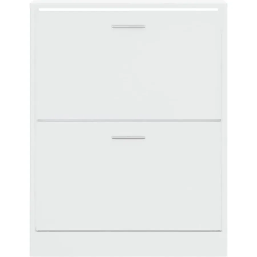 Schoenenkasten-vidaXL - Schoenenkast 4 paar met 2 kleppen - Hoogglans wit - Hout - 63x24x81 cm