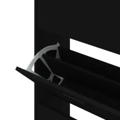 vidaXL - Schoenenkast 8 paar met 4 kleppen - Zwart - Bewerkt hout - 63x24x147 cm