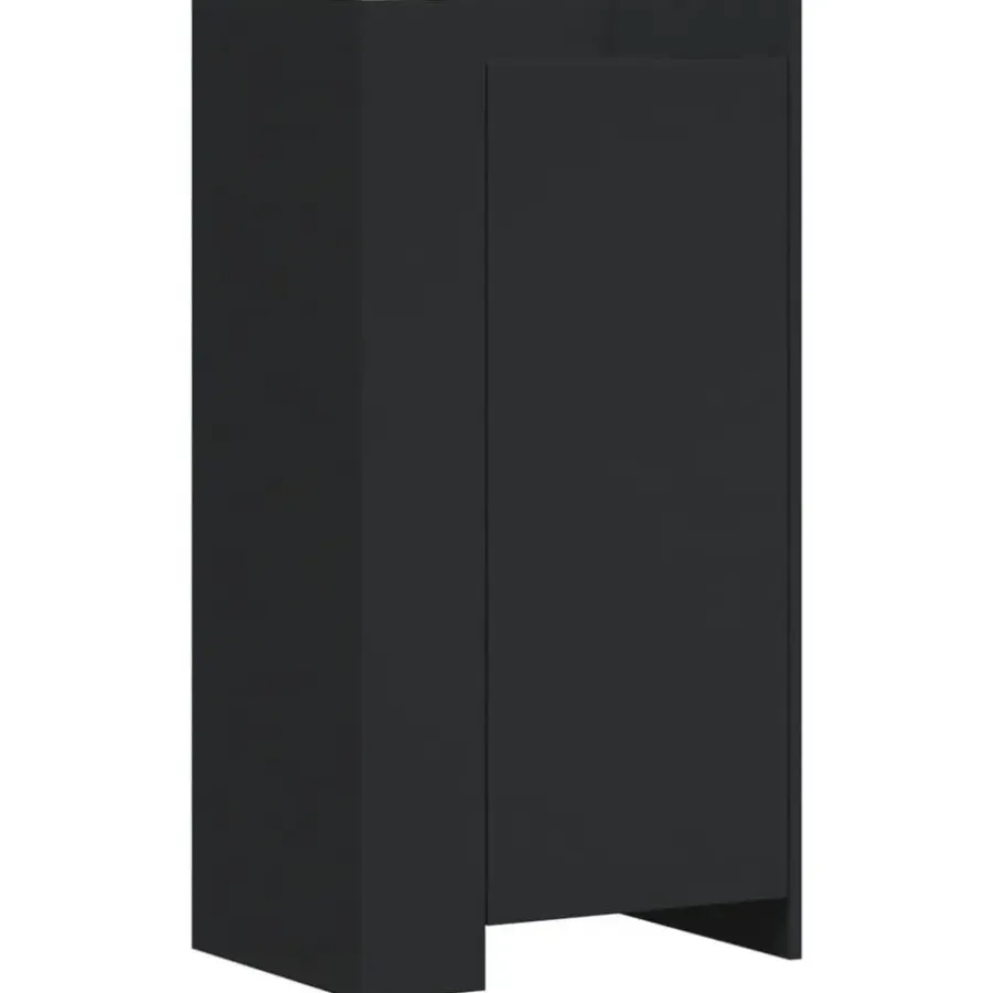 Schoenenkasten-vidaXL - Schoenenkast 10 paar met 1 deur - Zwart - Bewerkt hout - 52x37.5x100 cm