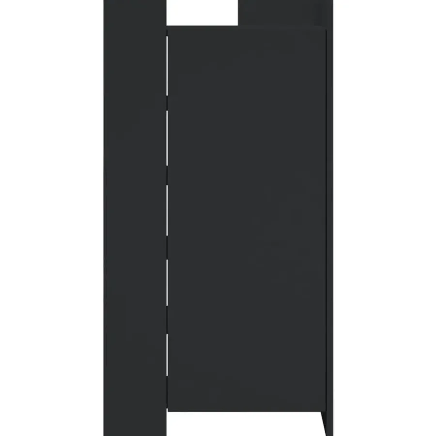 Schoenenkasten-vidaXL - Schoenenkast 10 paar met 1 deur - Zwart - Bewerkt hout - 52x37.5x100 cm