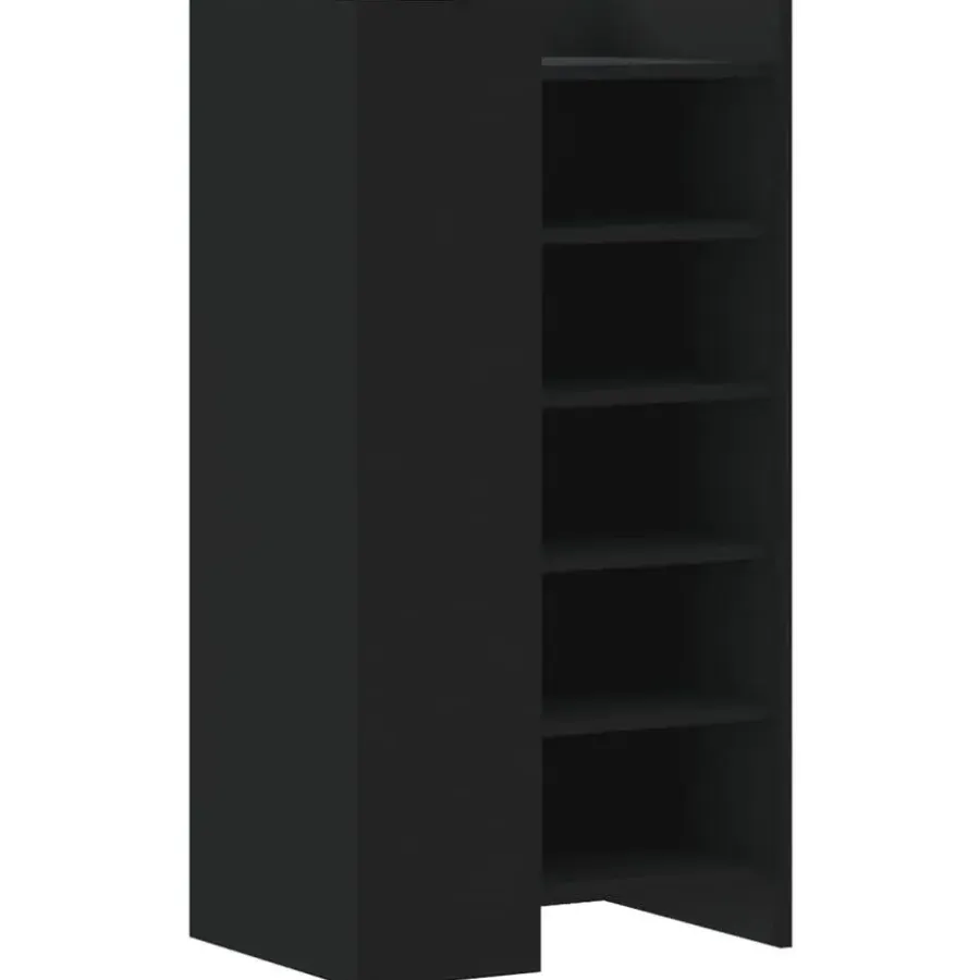 Schoenenkasten-vidaXL - Schoenenkast 10 paar met 1 deur - Zwart - Bewerkt hout - 52x37.5x100 cm