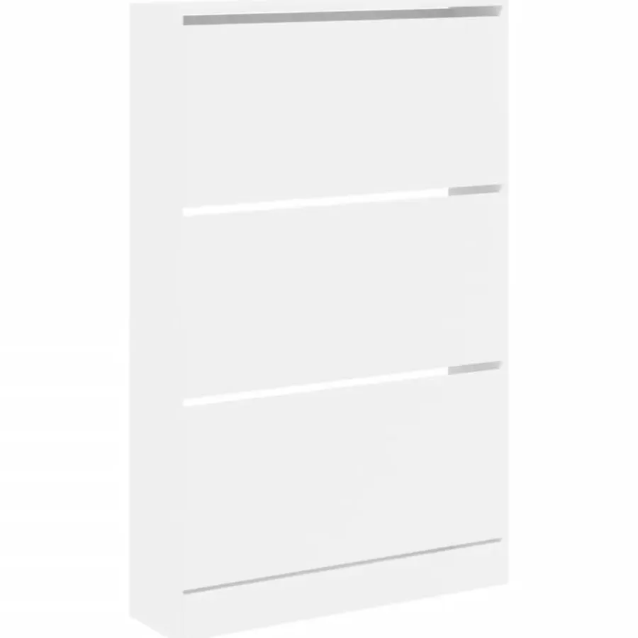 Schoenenkasten-vidaXL - Schoenenkast 9 paar met 3 kleppen - Wit - Bewerkt hout - 80x21x125.5 cm