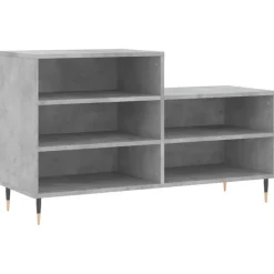 Schoenenkasten-vidaXL - Schoenenkast 10 paar met metalen poten - Betongrijs - 102x36x60 cm