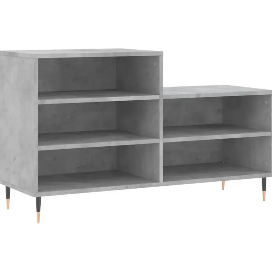 Schoenenkasten-vidaXL - Schoenenkast 10 paar met metalen poten - Betongrijs - 102x36x60 cm