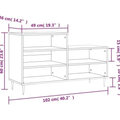 Schoenenkasten-vidaXL - Schoenenkast 10 paar met metalen poten - Betongrijs - 102x36x60 cm