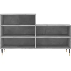 Schoenenkasten-vidaXL - Schoenenkast 10 paar met metalen poten - Betongrijs - 102x36x60 cm