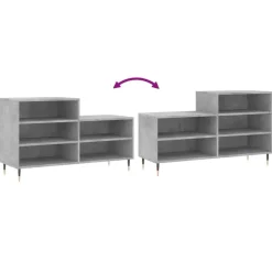 Schoenenkasten-vidaXL - Schoenenkast 10 paar met metalen poten - Betongrijs - 102x36x60 cm