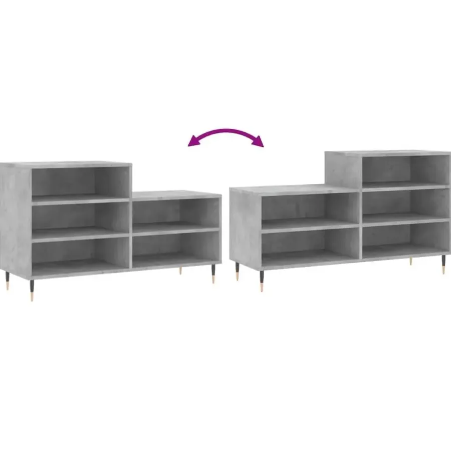 Schoenenkasten-vidaXL - Schoenenkast 10 paar met metalen poten - Betongrijs - 102x36x60 cm