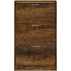 vidaXL - Schoenenkast 6 paar met 3 kleppen - Gerookt eiken - Hout - 63x24x103 cm