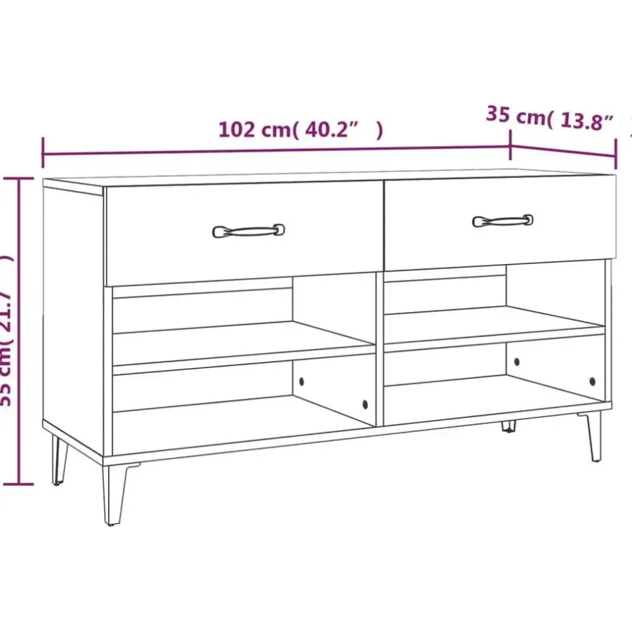 vidaXL - Schoenenkast 8 paar met 2 lades - Bruin eiken - Hout - 102x35x55 cm