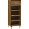 vidaXL - Schoenenkast 4 paar met lade - Gerookt eiken - Hout - 40x36x105 cm