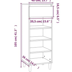 vidaXL - Schoenenkast 4 paar met lade - Gerookt eiken - Hout - 40x36x105 cm