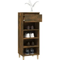 vidaXL - Schoenenkast 4 paar met lade - Gerookt eiken - Hout - 40x36x105 cm