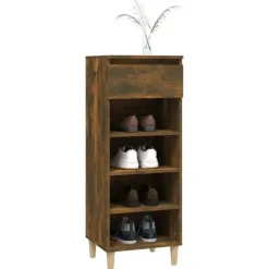 vidaXL - Schoenenkast 4 paar met lade - Gerookt eiken - Hout - 40x36x105 cm