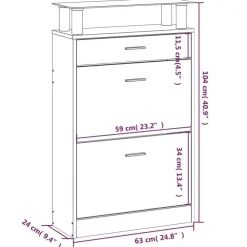 Schoenenkasten-vidaXL - Schoenenkast 4 paar met 3 kleppen en lade - Zwart met glazen bovenblad