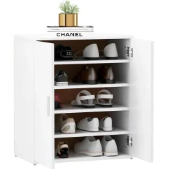 vidaXL - Schoenenkast - Wit - Bewerkt hout - 60 x 35 x 70 cm