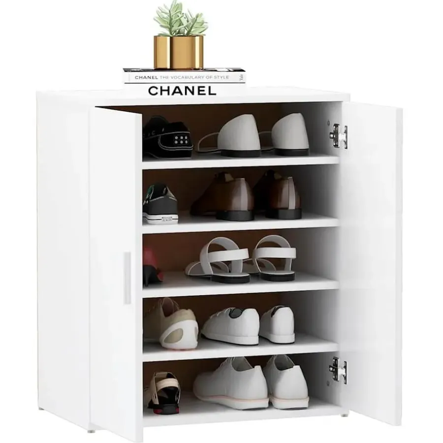 vidaXL - Schoenenkast - Wit - Bewerkt hout - 60 x 35 x 70 cm