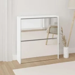 Schoenenkasten-vidaXL - Schoenenkast - Wit - Bewerkt hout