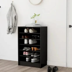 vidaXL - Schoenenkast - Zwart - Bewerkt hout