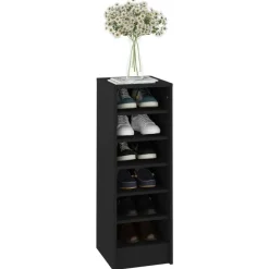 Schoenenkasten-vidaXL - Schoenenkast - Zwart - Bewerkt hout - 31.5 x 35 x 92 cm