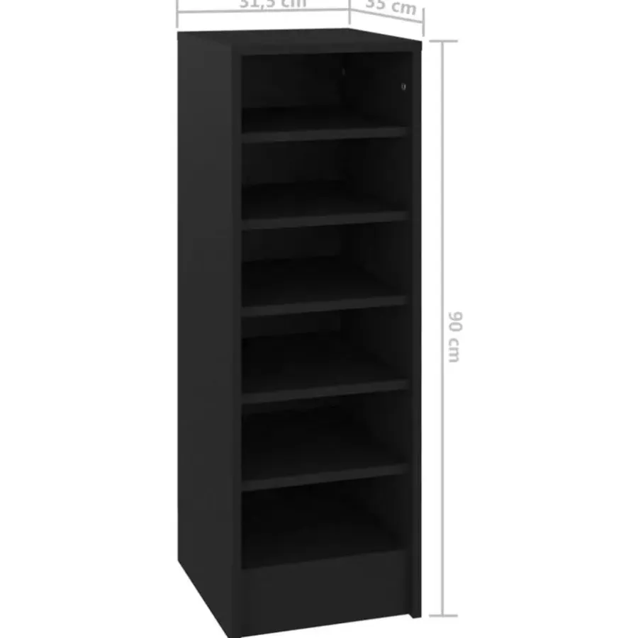 Schoenenkasten-vidaXL - Schoenenkast - Zwart - Bewerkt hout - 31.5 x 35 x 92 cm